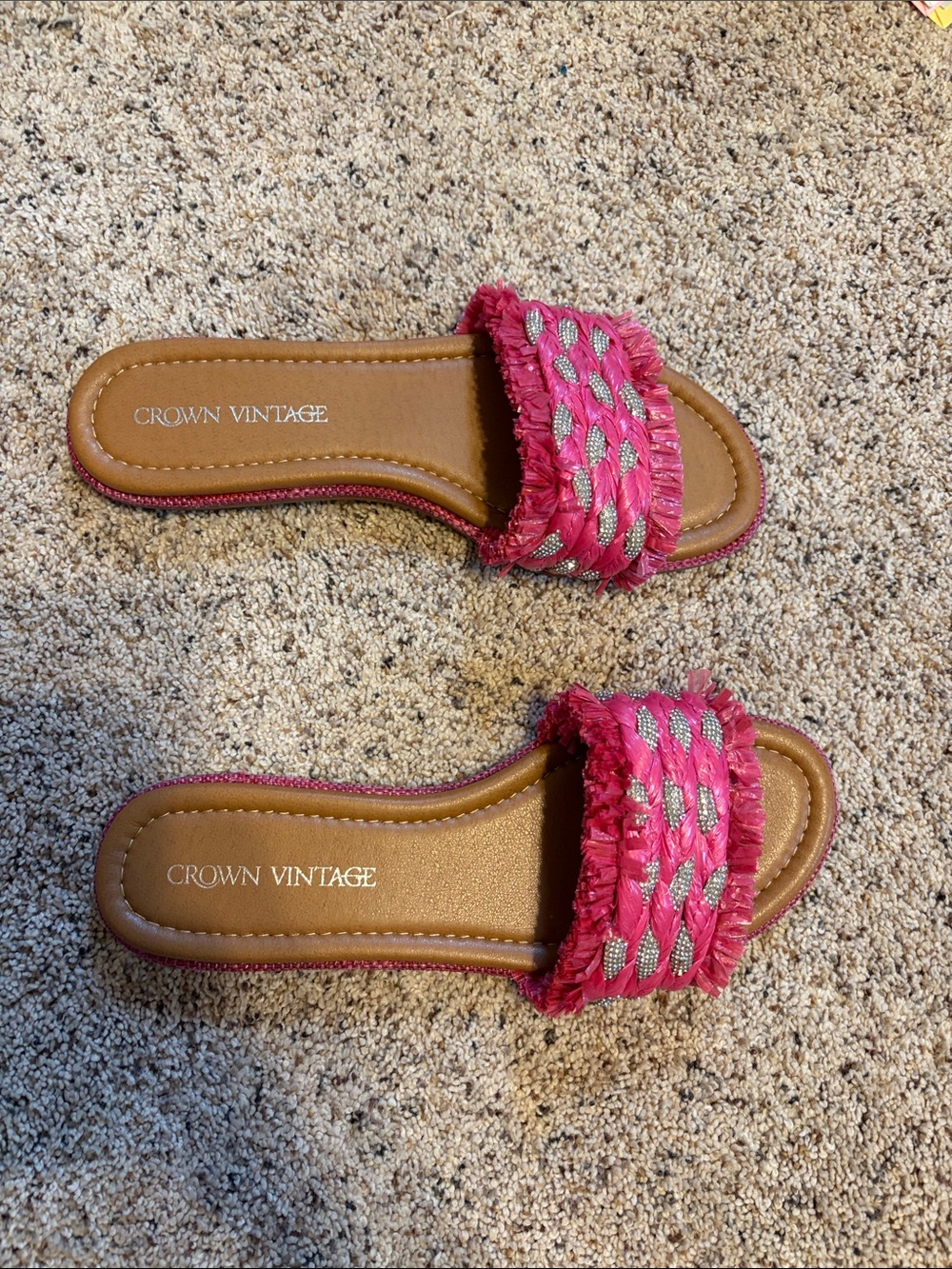 Crown Vintage Hot Pink Braided Slide Sandals